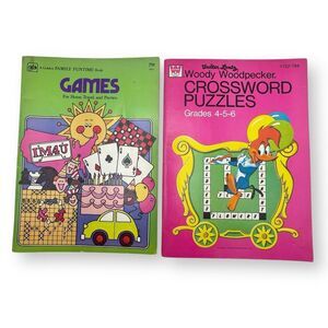 Vintage 1970’s Golden Book Games Woody Woodpecker Crossword Activity Book Combo
